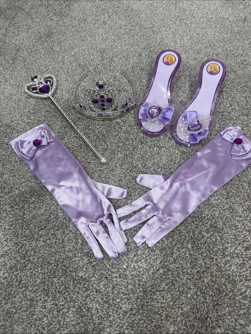Princess Gown Costume Dress & Accessories Shoes Crown Gloves Sofia Rapunzel 8/10